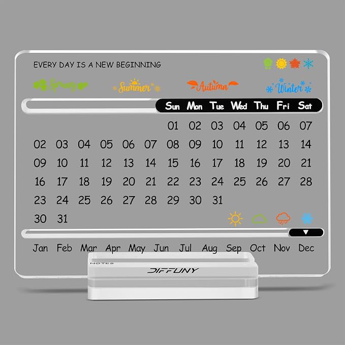 Acrylic Perpetual Desk Calendar – Cute Modern Office Decor & Office Gifts for Coworkers, Women & Men