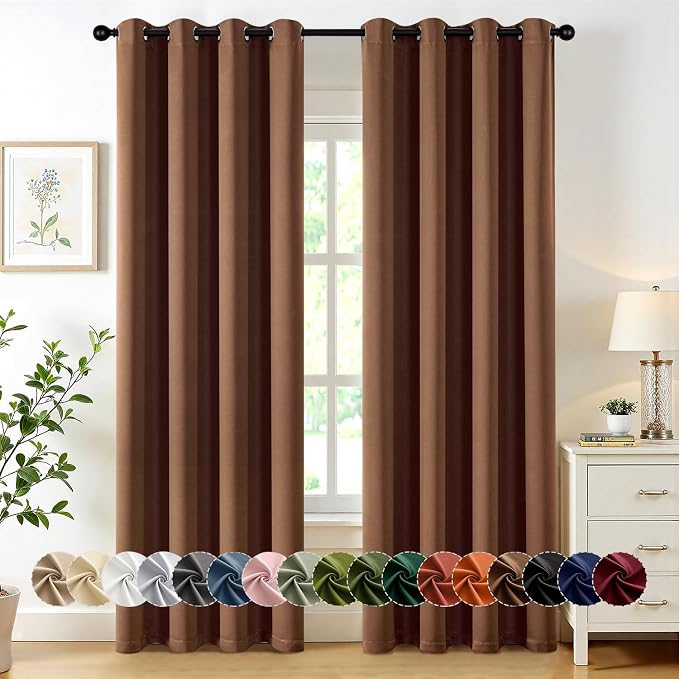 MIULEE Blackout Curtains for Bedroom Living Room 2 Panels, Thermal Insulated Room Darkening Drapes Grommet Noise Reducing Light Blocking Window Treatments 84 Inches Long 50x84 Inch Mocha Brown