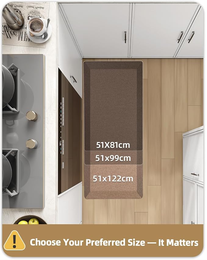 Color&Geometry Anti Fatigue Cushion Mat for Home Office Comfort Standing 48"x20", 0.9 Inch Thick, Non-Slip Padded Ergonomic Floor Mat for Standing Desk, Kitchen Sink and Laundry, Khaki