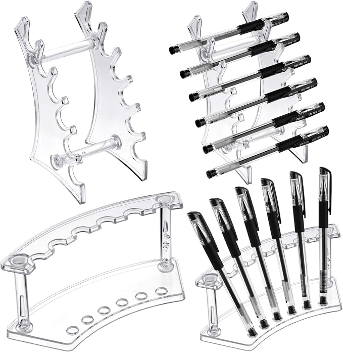Teling 4 Pieces Pen Display Stand Acrylic pen Holder Clear Pen Stand Rack Organizer Nail Brush Holder Stand for Make Up Brush