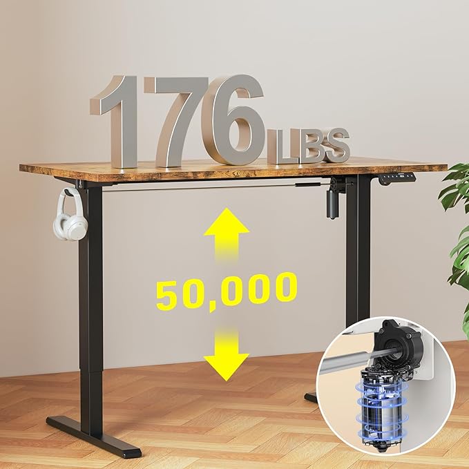 WALKINGDESK 40x24 Inches Whole Piece Electric Standing Desk, Seamless One Piece Height Adjustable Sit to Stand up Desk for Home Office, Ergonomic Computer Workstation, Rustic Brown