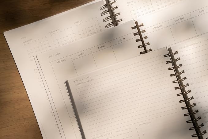 Anecdote Spiral Planner w/2026-2027 Calendar (8.5" x 10") | Start Anytime - 52 Weeks, Undated Planner Pages | To-Do List Organizer, Plan Your Success, Achieve Productivity Goals (Red)