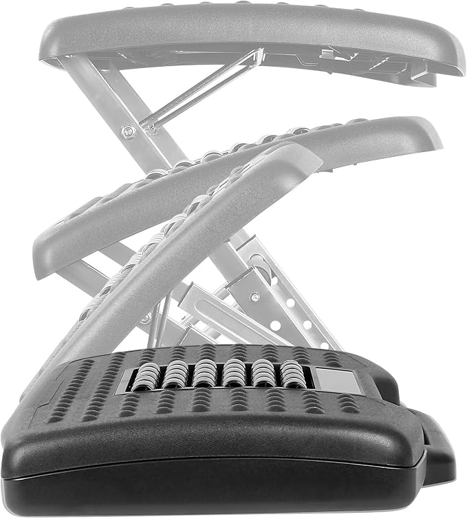 Mount-It! Under Desk Footrest Adjustable Height & Tilt Foot Rest Under Desk (3"–15") with Massage Rollers, Large Non Slip Ergonomic Office Foot Stool for Home Office & Workstation