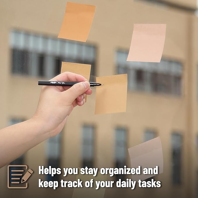 Mr. Pen- Sticky Notes, 3”x3”, 12 Pads, 600 Sheets, Vintage Brown Sticky Notes 3x3, Stocky Notes for Bible Journaling