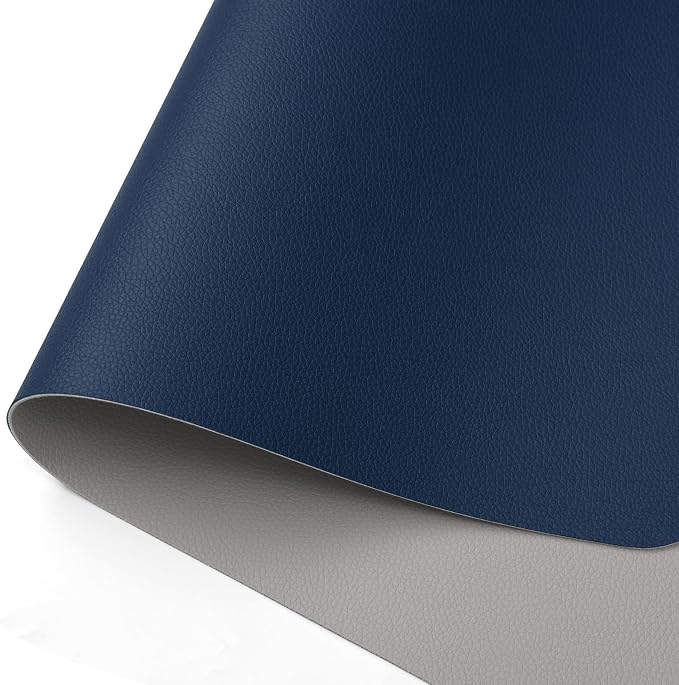 Dual Sided Desk Pad Faux Leather Desk Mat Large Mouse Pad | Desk Pad Protector Non-Slip Waterproof Desk Mouse Pad for Writing Desk, Office, Home(Light Gray Blue 31.5"X15.7")