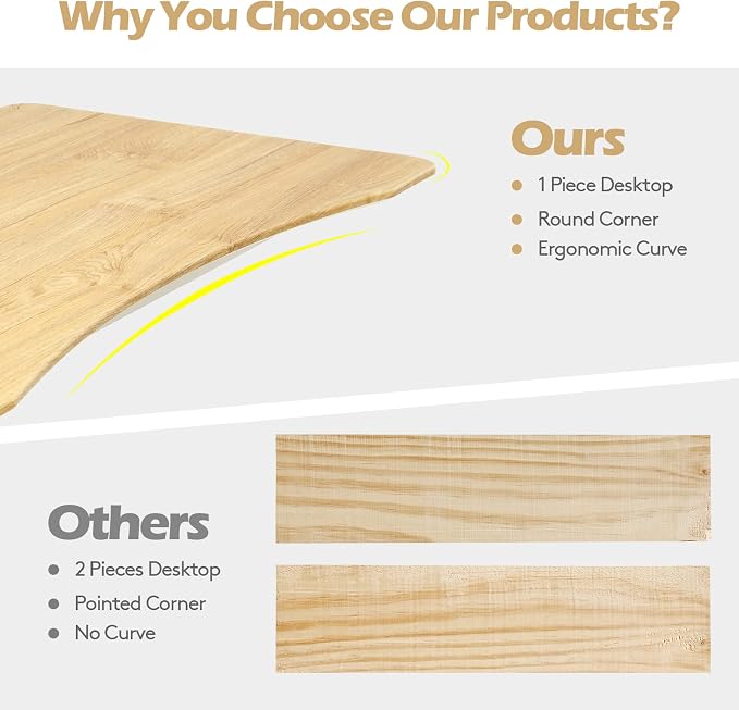 COSTWAY Mobile Height Adjustable Standing Desk, Compact Pneumatic Sit to Stand Computer Desk w/Lockable Casters, Ergonomic Rolling Laptop Table w/Steel Frame for Home Office (Natural)