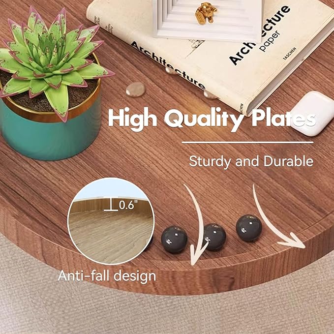 Lefedrasticity Wall Mounted Folding Round Table Small Folding Desk Walnut
