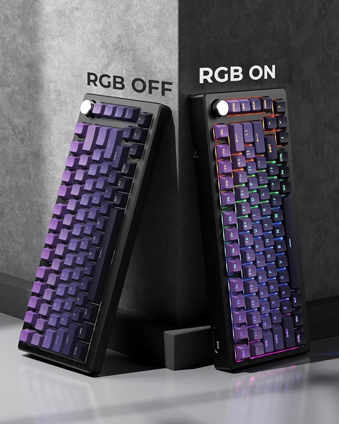 x XVX Shine Through PBT Keycaps, Custom Keycaps 60 75 100 Percent Cherry Profile, Doubleshot Key caps Set for 61/64/68/84/87/100/104/108 Gaming Mechanical Keyboard, Gradient Purple