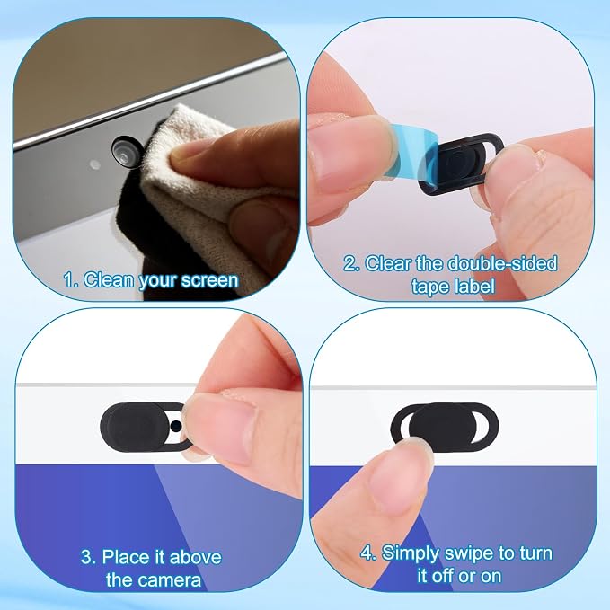 100pcs Laptop Camera Covers, Black Ultra-Thin Front Webcam Privacy Phone Camera Cover Slide Webcam Protects Your Privacy & Security for Laptop Desktop Cell Phone Tablet Accessories