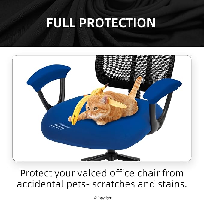 DIVA EN CAMINO DEC Stretchable Office Chair Seat Cushion Covers & Armrest Covers - Universal Spandex Computer Chair Slipcover - Removable Washable Cushion Protectors for Dogs, Cats, Pets