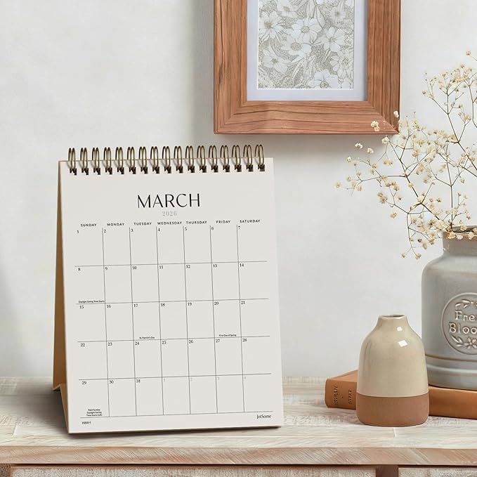 Jotsome Desk Calendar 2026-2027, Small Standing Flip Desktop Calendar From Now to June 2027 for Home and Office, Easy Organizing, Gift for the Holidays (Yellow, Small)