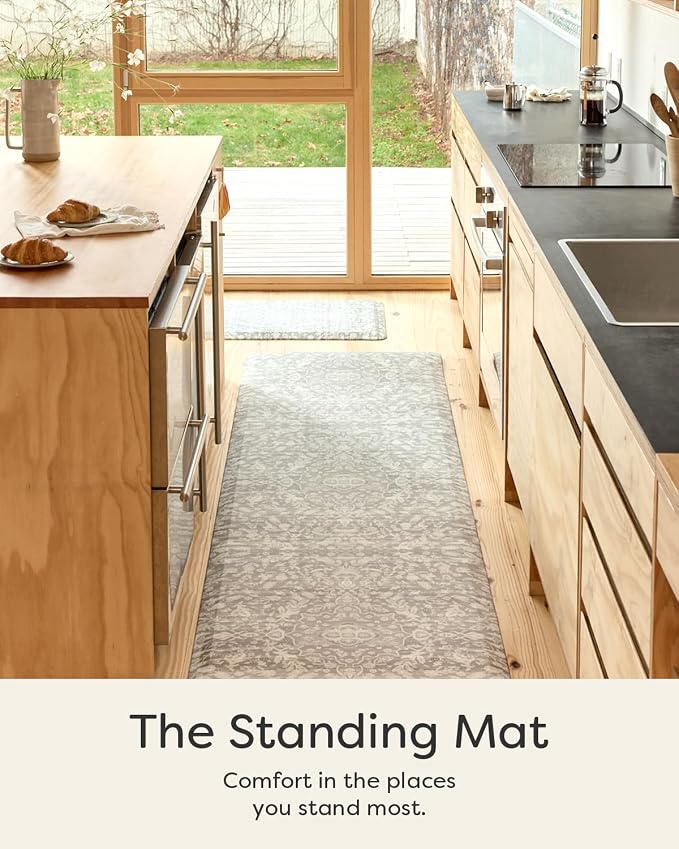 House of Noa Nama Standing Mat – Anti-Fatigue Cushioned Kitchen Mats for Floor | Ergonomic Bounce-Back Foam Kitchen Mats | Anti-Fatigue Mats for Kitchen & Standing | Emile Earl Grey | 22" x 36"