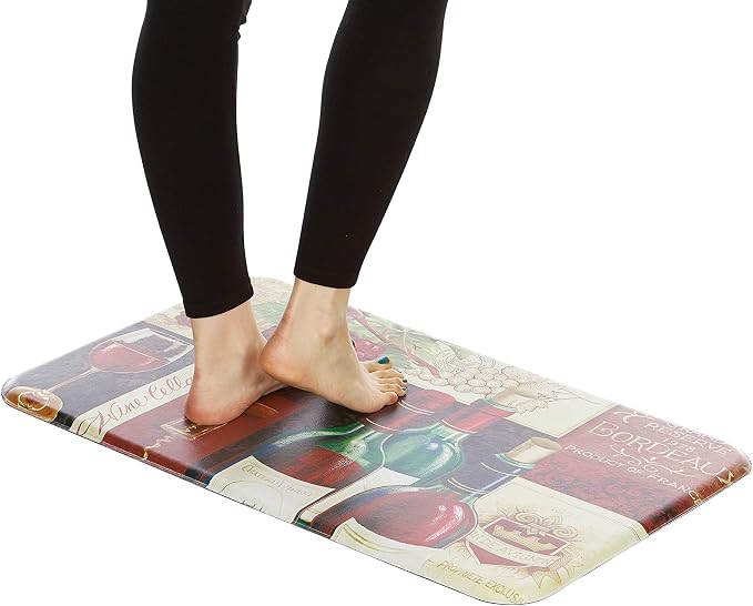 J&V TEXTILES Anti Fatigue Cushioned Comfort Mat, Ergonomically Durable, Supportive, Padded, Thick and Washable, Stain-Resistant, Kitchen, Garage, Office Standing Desk Mats (Favorite Reds)