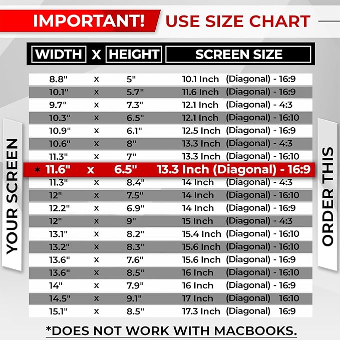 Magnetic Laptop Privacy Screen 13.3 Inch 16:9 - Patented Removable Laptop Privacy Filter Shield and Protector