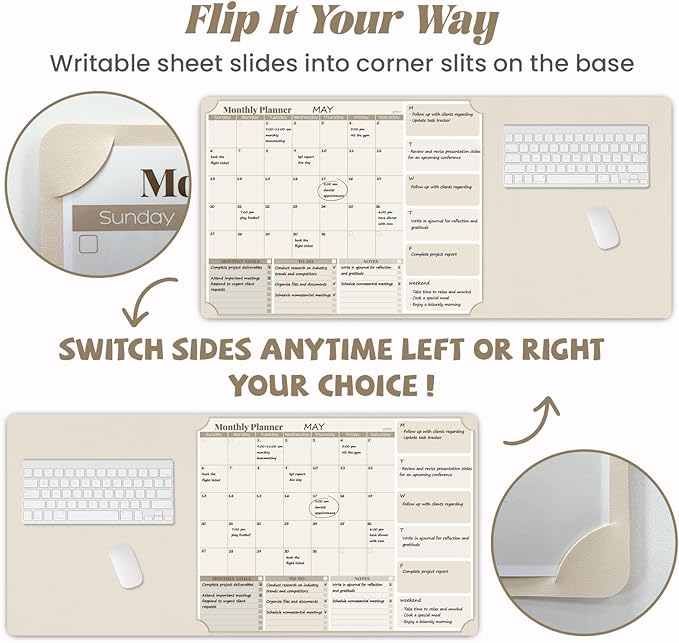 JJPRO Dual-Layer Eggshell Dry Erase Desk Mat, 3-in-1 Dry Erase Desk Calendar,Large Multi-Use Mouse Pad,Double-Sided Faux Leather Desk Pad,Reusable Desk Calendar/Mouse Pad for Office,Home-16"x34"