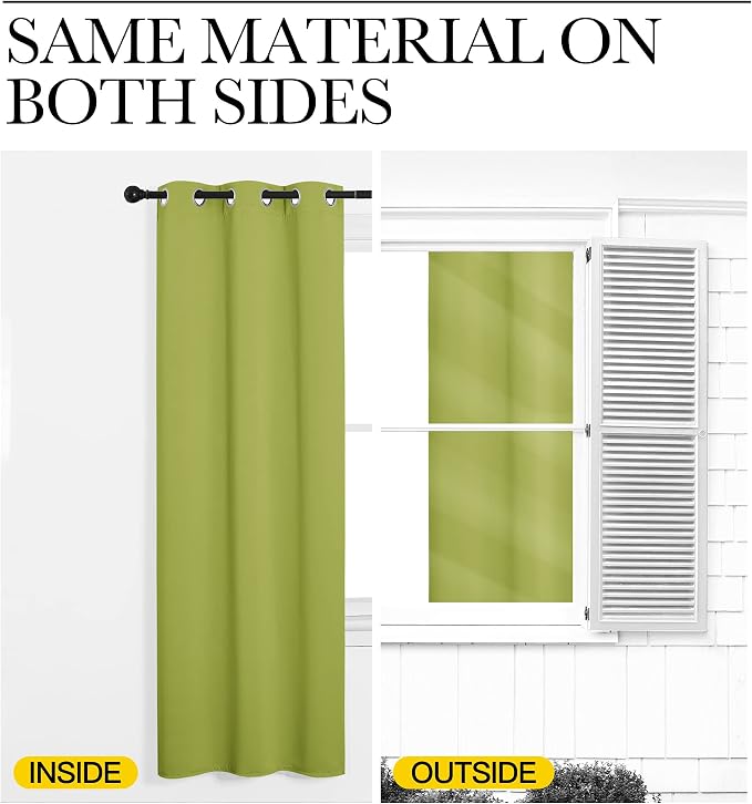 NICETOWN Bedroom Window Blackout Curtain Panel, Fresh Green, 1 Panel, 70 x 63 inch, Thermal Insulated Blackout Drape/Drapery for Loft, Guestroom