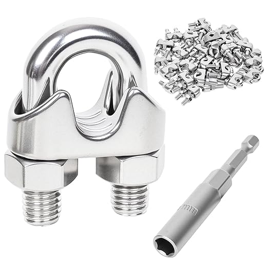 24 Pcs 5/16 inch Wire Rope Clips,Wire Rope Clamp,Cable Clamp | 304 Stainless Steel Smooth Rods for Industry, Metal Working Hobbies and DIY Craft