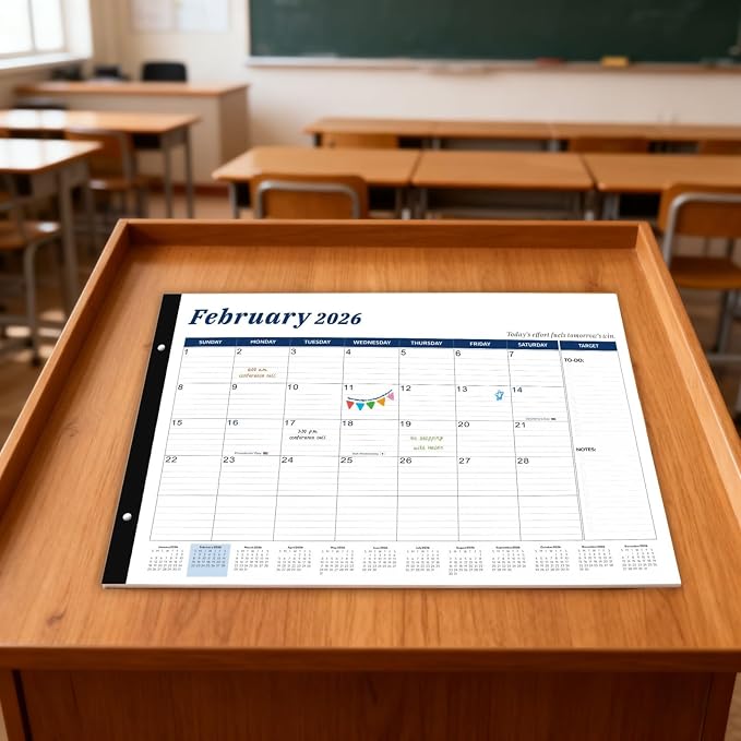 2026 Desk Calendar Large 22x17 Inches,Large Desk Calendar 2026-2027,18 Month,Suitable For Home,School Or Office,With Plastic Cover,Monthly Calendar(Blue)