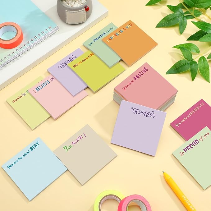 Yinder 24 Pcs Inspirational Sticky Notes Thank You Gift Motivational Sticky Note Pad Employee Appreciation Gift Bulk for Staff Coworker Teacher Nurse Office Groups 3 x 3'' (Thank You,Macaroon)