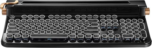 FINEDAY Keyboard 2.0 Plus, 2.4G Wireless & Bluetooth, 104 Keys, Blue Switch, 5000mAh, Retro Mechanical Keyboard with Korean/English Keycaps for PC/Mac/Phone (Korean Keycaps)