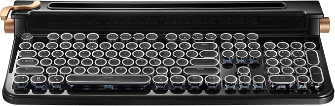 FINEDAY Keyboard 2.0 Plus, 2.4G Wireless & Bluetooth, 104 Keys, Blue Switch, 5000mAh, Retro Mechanical Keyboard for PC/Mac/Phone (English Keycaps)