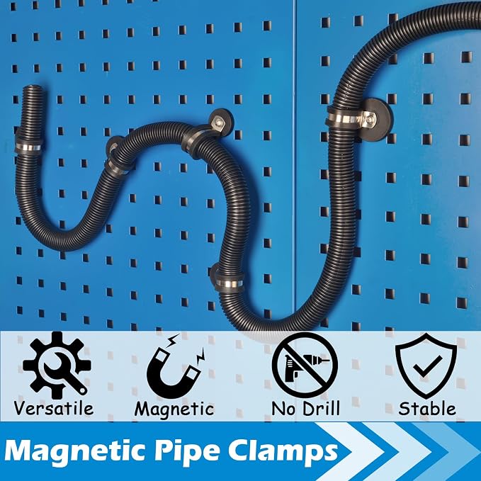 Magnetic Cable Clamps, 1 Inch Stainless Steel Cable Clamps, Rubber Cushioned Insulated Pipe Clamp, 4 Pcs Heavy Duty Magnetic Wire Holders, Magnetic Adel Clamp for Pipe Wire Cord Tube