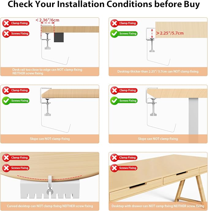 Syeeiex Under Desk Cable Management Tray, Cord Management, White, 17inch | No-Drill C-Clamp and Screw Mount, Metal Desk Wire Organizer for Office Home Workspace, Cord Organizer with 10 Cable Ties