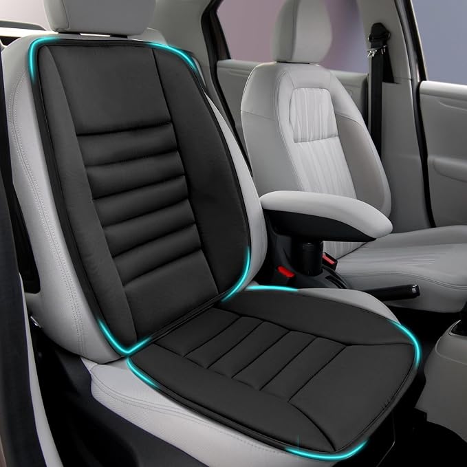 Car Seat Cushion, Memory Foam Cushion with Back Support, Black | Seat Cushion for Full Back and Seat, Ideal for Car Seat Driver, Office Chair, Wheelchair and Back Pain Relief