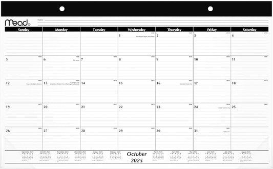 Mead 2026 Desk Calendar, Desk Pad, Monthly, 15-Month, 17-3/4" x 11", Compact, Basic (CRM8200526)