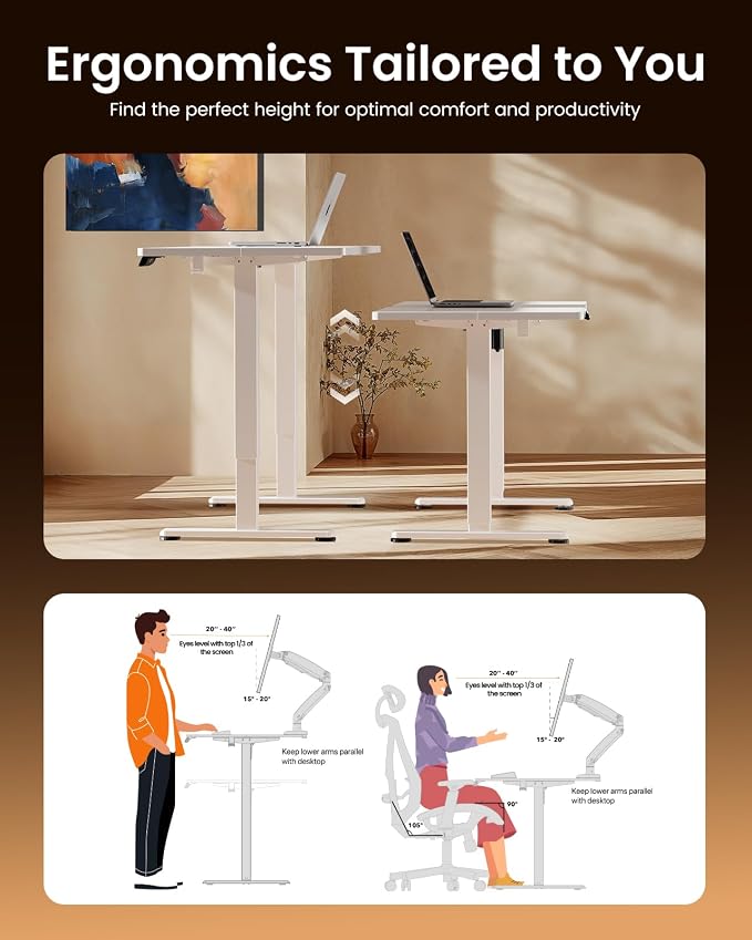 ErGear Height Adjustable Electric Standing Desk, 71 x 30 Inches Sit Stand up Desk, Memory Computer Home Office Desk, White