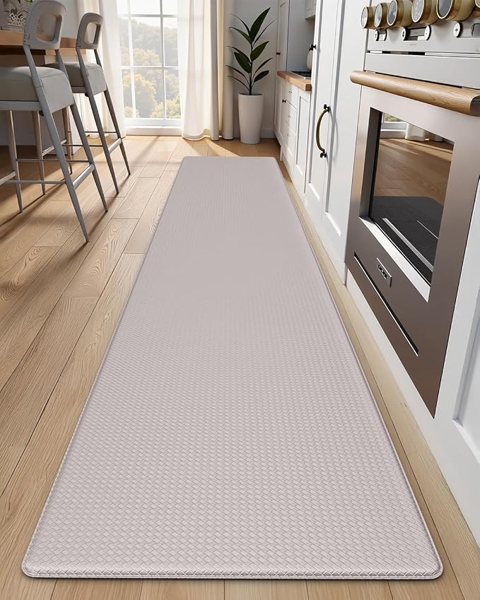 Kitchen Mats for Floor, Extra Long Anti-Fatigue Kitchen Rug, Ivory | Cushioned Comfort,Non-Slip Backing,Waterproof Surface,Soft Underfoot,Easy Clean,Kitchen Sink,Laundry Room,Standing Desk