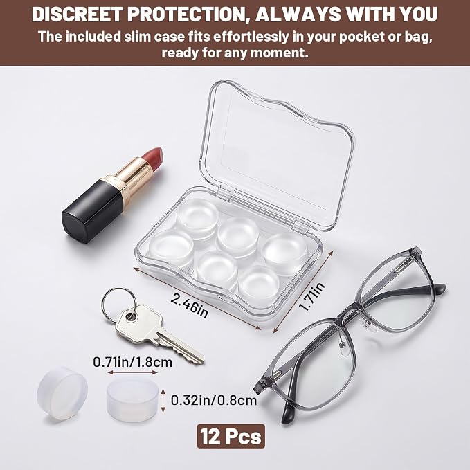 12 Pcs Moldable Silicone Ear Plugs Soft Transparent Earplugs Noise Reduction Earplugs Reusable Noise Cancelling EarPlug for Sleeping Snoring Travel Concerts Work Study Airplanes