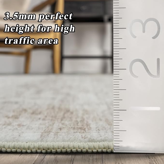 Machine Washable 12x15 Area Rug - Ultra Large Vintage Rugs with Non Slip Rubber Backing Stain Resistant Carpet for Bedroom Dining Room Indoor Soft Carpets Home Decor Flooe Mat 12x15 Beige Brown