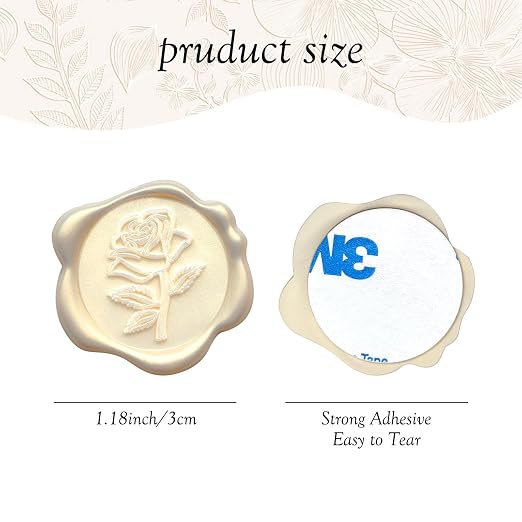 50 Pcs Ivory White Rose Style Wax Seal Stickers, Self Adhesive Wax Seal for Wedding Invitation, Easy Use Good Adhesion, Ivory White Rose Envelope Stickers Perfect for Invitation