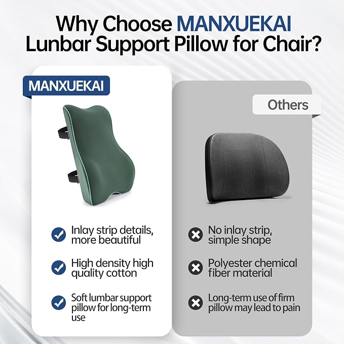 Soft Comfortable Memory Lumbar Support Pillow Back Cushion for Offic