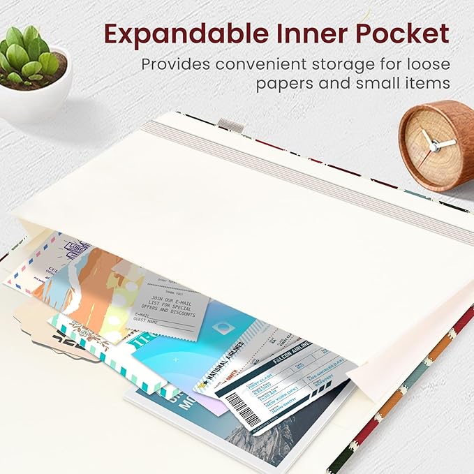 Taja Lined Journal Notebook for Women & Men, Hardcover Leather Journal for writing, A5 College Ruled Notebook for Work & Note Taking, Perfect for Office School Home Supplies, 160 Pages, Retro Argyle