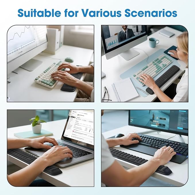 MEKASS Keyboard Wrist Rest, Soft Memory Foam Wrist Support for Keyboard, Keyboard Hand Rest Pad for Wrist Pain Relief, Keyboard Wrist Guard for Long Hours of Work, Gaming, Studying（Classic Black）