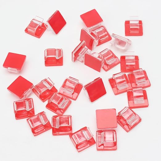 100PCS 0.55 * 0.55 inch Cable Clamps No Punching Wire Card Crimp Buckle Clamps and Light Tape Fixed Aligner Plastic Clips Suitable for String and Color Lights