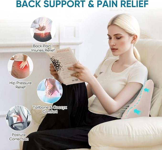 Lumbar Support Pillow for Recliner and Couch, Ergonomic Back Support Pillow | Dual-Layer Memory Foam, Soft Velvet Cover, Lower Back Pain Relief, Back Cushions for Recliner, Sofa & Gaming Chair