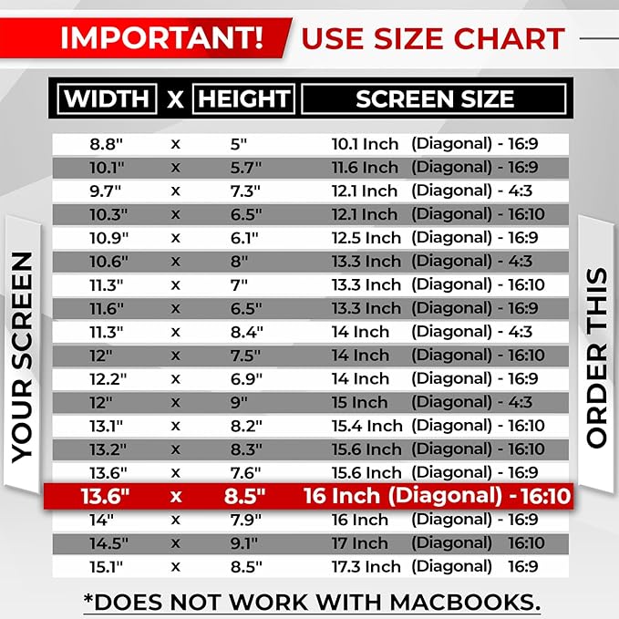 Magnetic Laptop Privacy Screen 16 Inch 16:10 - Patented Removable Laptop Privacy Filter Shield and Protector