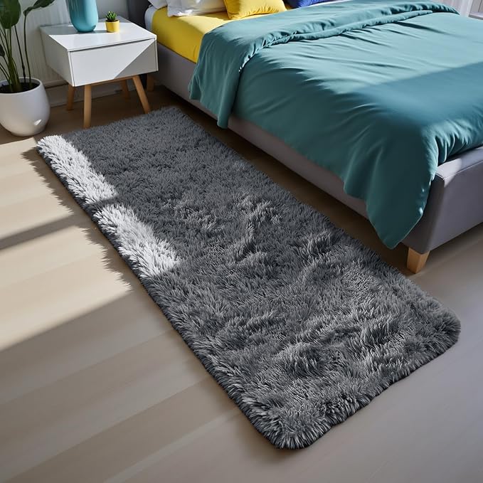 yongyangjuxin Soft Runner Rugs for Bedroom, Grey 2x8 Runners for Hallways Fluffy Rug Area Rug, Bedside Rug for Living Room Bedroom Room Home Decor