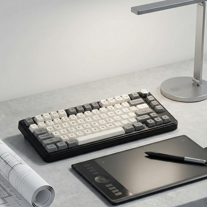 133 Keys PBT Dye Sublimation Keycaps, Retro Grey White Minimalist Keycap Set, XDA Profile Custom Keycaps for Mechanical Keyboard 60% 65% 75% 100% Cherry MX Switches