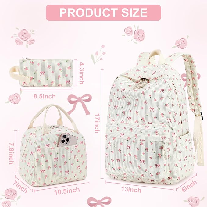 BTOOP School Backpacks for Teen Girls Bookbags Lightweight Kids Backpack School Bags Set with Lunch Box Pencil Case
