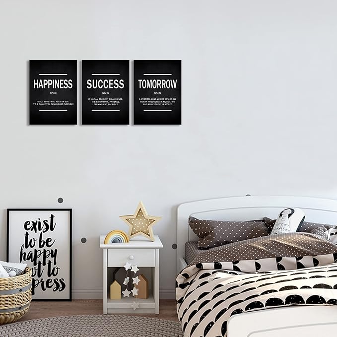 KAWAHONE Success Quotes Wall Art, Motivational Entrepreneur Tomorrow Poster Inspirational Happiness Wall Hanging Picture Decor for Home Office Workplace Gift for Business Leadership Men Women Ready to