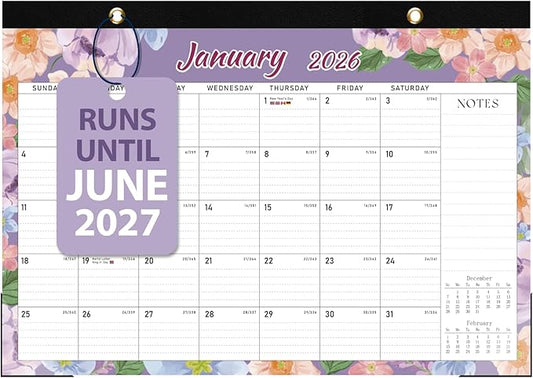 2026 Desk Calendar, Large Desktop/Wall Monthly Calendar (Jan. 2026 - Jun. 2027) 17'' x 12'' Personal Desk Planner for Teacher Family School Office Supplies
