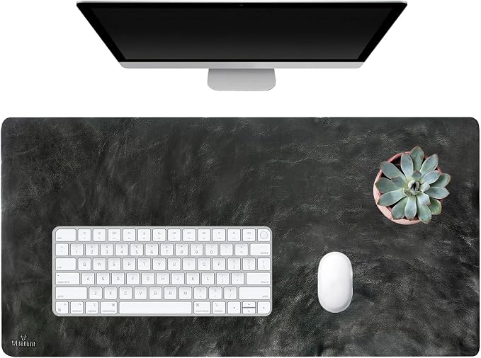 Premium Leather Desk Mat, Full Grain Leather Desk Pad Protector & Desk Blotter, Waterproof Non-Slip Writing Surface for Keyboard, Mouse & Laptop, Desk Pad for Home & Office (Onix, Medium)