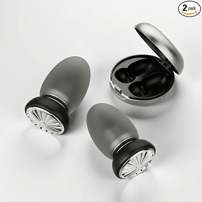 28-48dB Sleep Noise Cancelling earplugs, New airbag Style Mute, Suitable for use in Concerts, Work, Airplanes, and Focused Learning, with 6 Silicone earplugs (Silver Black)