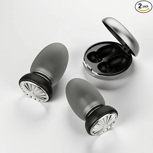 28-48dB Sleep Noise Cancelling earplugs, New airbag Style Mute, Suitable for use in Concerts, Work, Airplanes, and Focused Learning, with 6 Silicone earplugs (Silver Black)