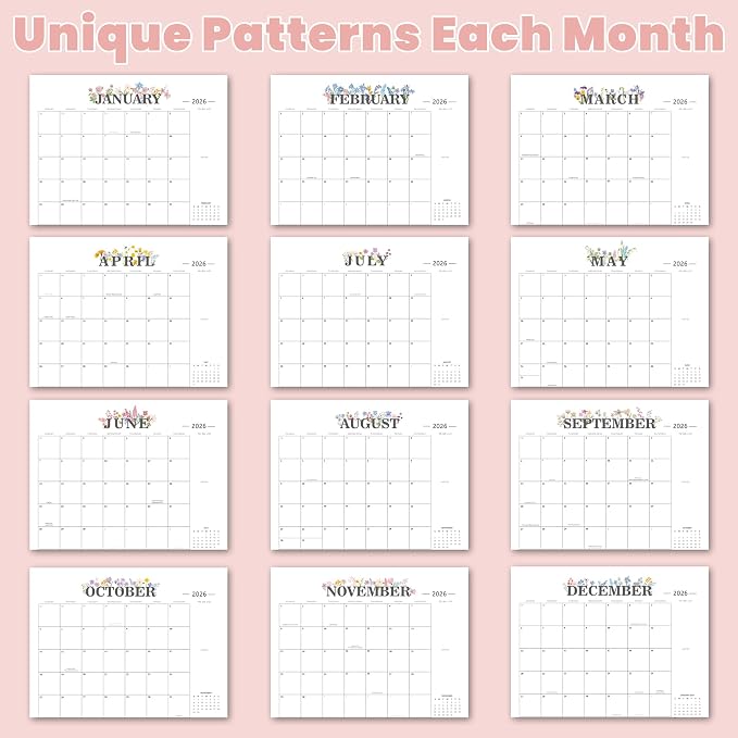 Desk Calendar 2026-2027 - 18 Month Desktop Calendars (Jan 2026–Jun 2027),Large 22x17 Monthly Calendar with Home & Office Floral Desk Pad Calendars (Pink, 22 * 17)