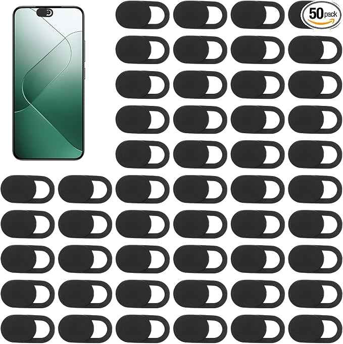 50 Pcs Webcam Cover, Black Practical Laptop Camera Cover Small Portable Phone Camera Covers for Compute Cell Phone PC Accessories to Protect Your Privacy and Security